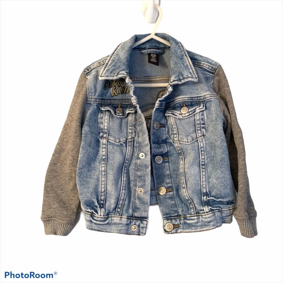 Kids Distressed Denim Dinosaur Jacket 